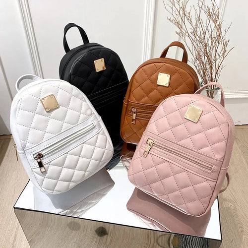 Mini PU Leather Quilted Backpack Women's Crossbody Bag