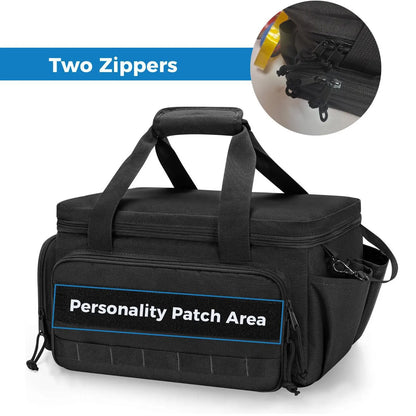 14-Inch Black Wear-Resistant Canvas Tool Bag Multiple Pockets Compartments