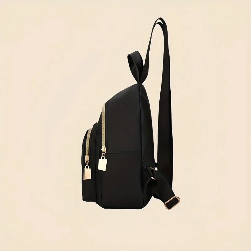 Stylish Black Nylon Street Backpack Women Multiple Pockets