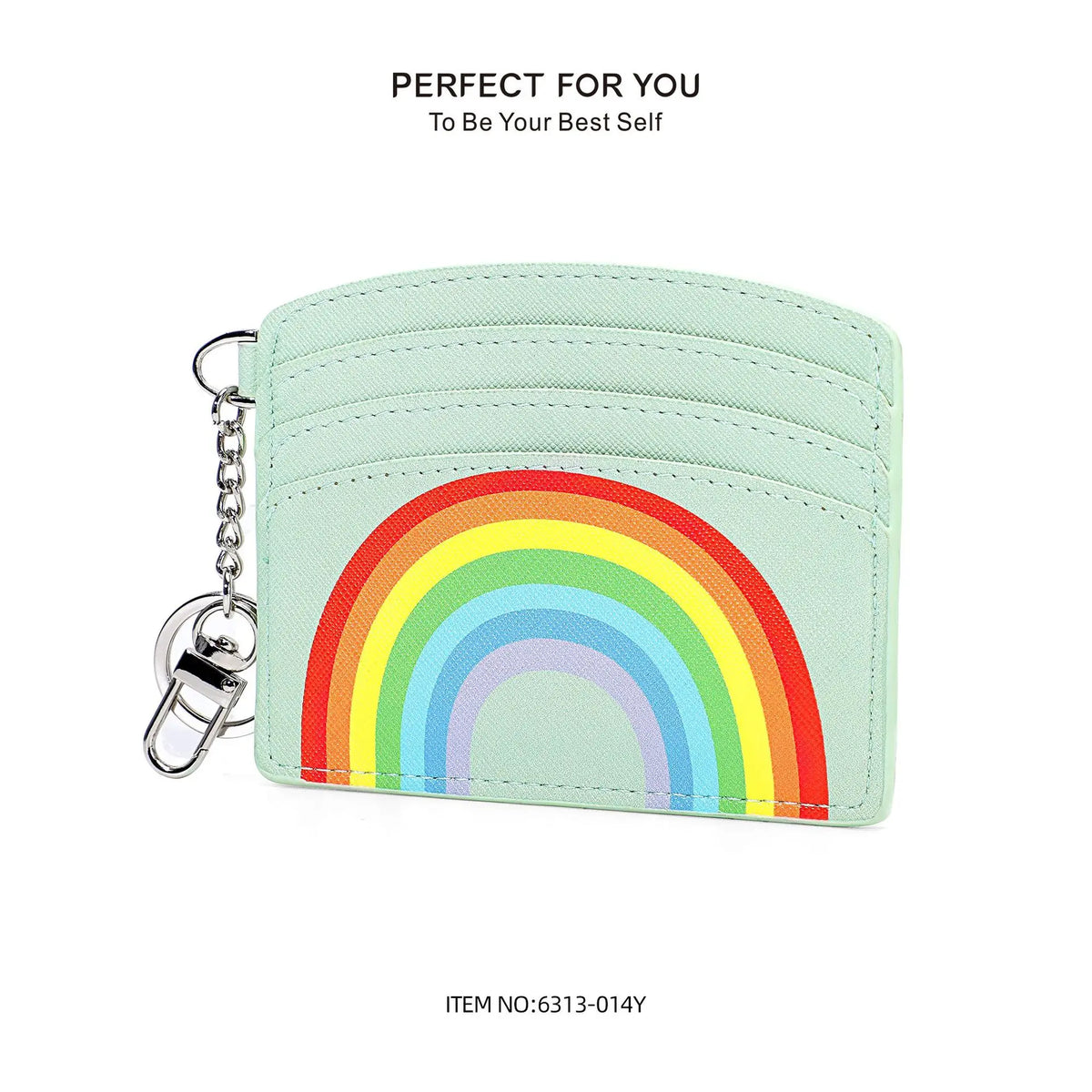 Keychain Waist-Hung Card Case Ladies Multi-Slot Large-Capacity Lightweight Slim Rainbow Card Holder