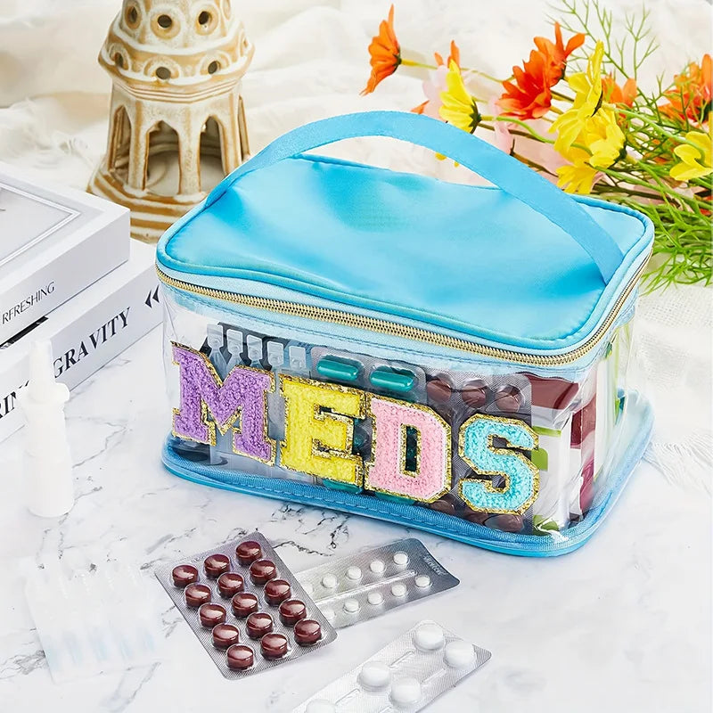 Embroidered Storage Bag Pvc Transparent Letter Makeup Bag Large-Capacity Makeup Bag