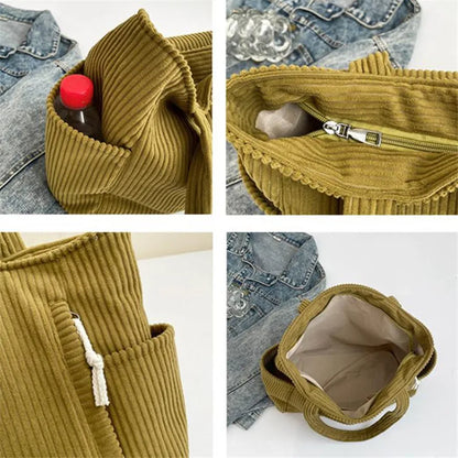 Corduroy Tote Bag Large Capacity Women's Shoulder Bag