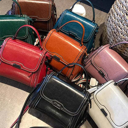 Real Leather Shoulder Bag Tide Clamshell Square Three-Dimensional Large Capacity Senior Women S