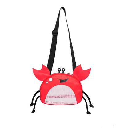 Novelty Design Crab Mesh Storage Bag Cute Cartoon Pattern Zipper Beach Bag Girl Shoulder Bag