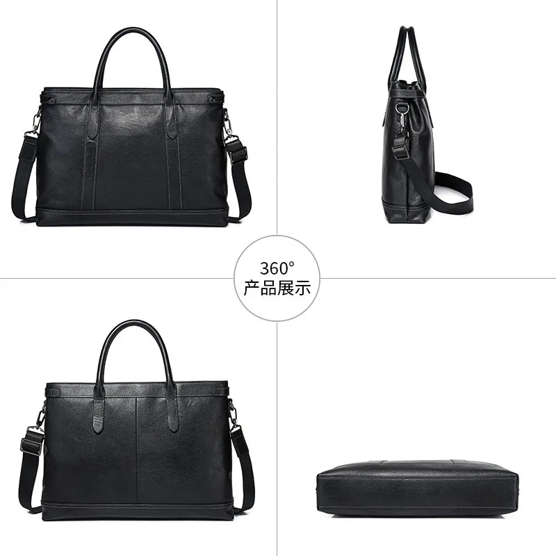 15 6-Inch Computer Bag Men S Genuine Leather Briefcase Business Leisure
