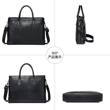 15 6-Inch Computer Bag Men S Genuine Leather Briefcase Business Leisure