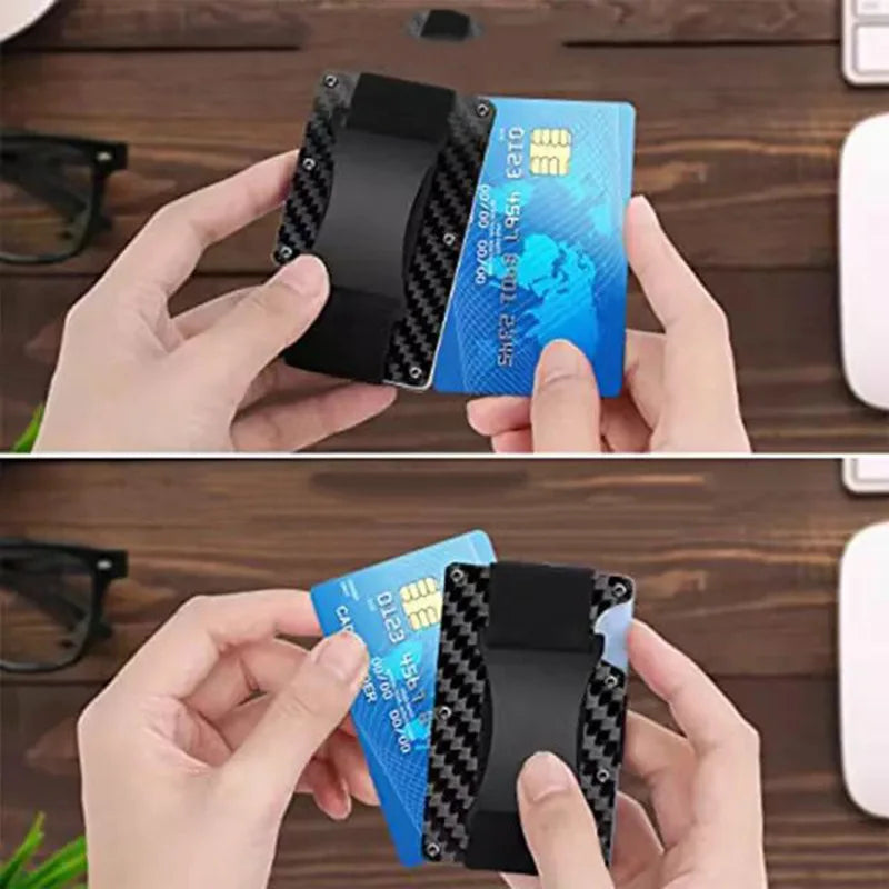 Homefish Slim Rfid Blocking Aluminum Card Holder Elastic Back Pocket Id Credit Case Unisex Travel