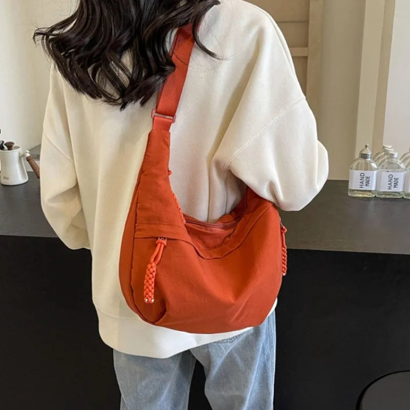 Nylon Crescent Crossbody Bag for Women – Lightweight & Large Capacity