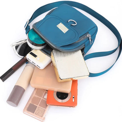 Solid Tone Lightweight Nylon Bag Detachable Wide Shoulder Strap
