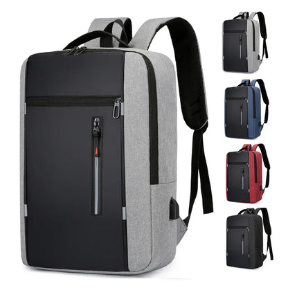 Color-Blocking Backpack Simple Usb Charging Business Computer Storage
