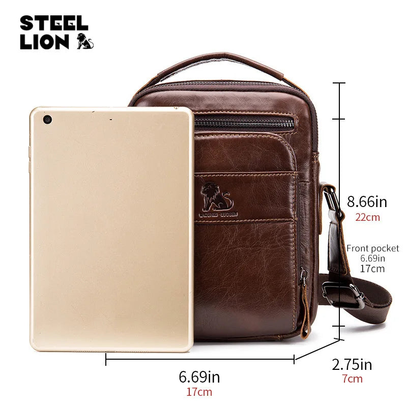 Cofskin Men S Shoulder Diagonal Cross Bag Retro Style Vertical Square Large Capacity Multi-Function