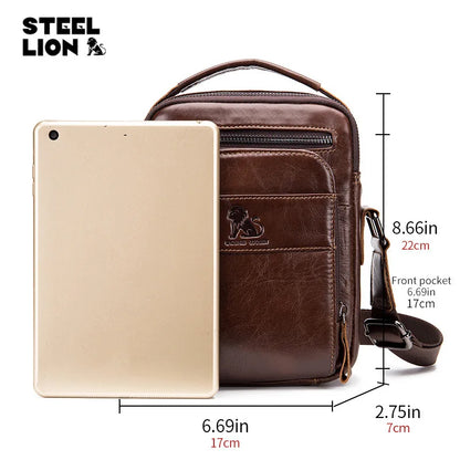 Cofskin Men S Shoulder Diagonal Cross Bag Retro Style Vertical Square Large Capacity Multi-Function