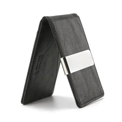 Men S Leather Money Clips Wallet Multifunctional Thin Man Card Purses Women Metal Clamp Cash Holder