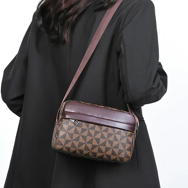 Checkered Square Crossbody Bag for Work & Casual Use