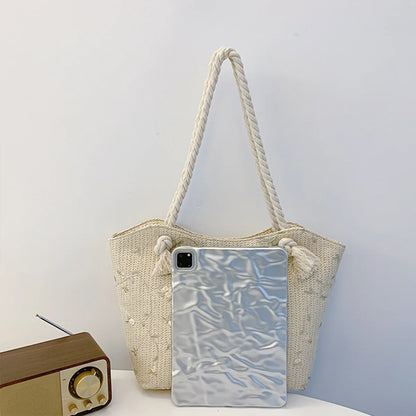Spring Summer Styles Beach Straw Woven Women Shoulder Bag Flower Embroidery Handbags Large Capacity