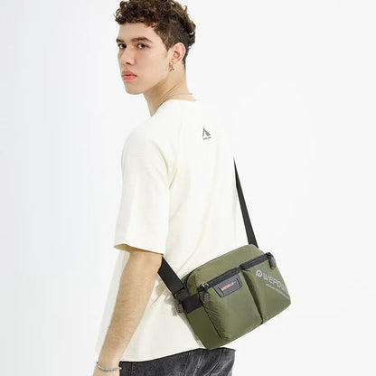 Casual Men S One Shoulder Sling Large Capacity Canvas Waterproof Bag - Waterproof