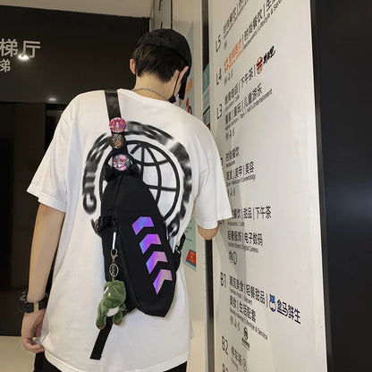 Nylon Fabric Lightweight Men S Chest Bag Safety Reflective Strip Large-Capacity Single-Shoulder Bag