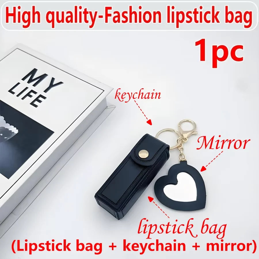 Homefish Multi-Color Portable Lipstick Bag Mini Heart Shaped Design Mirror