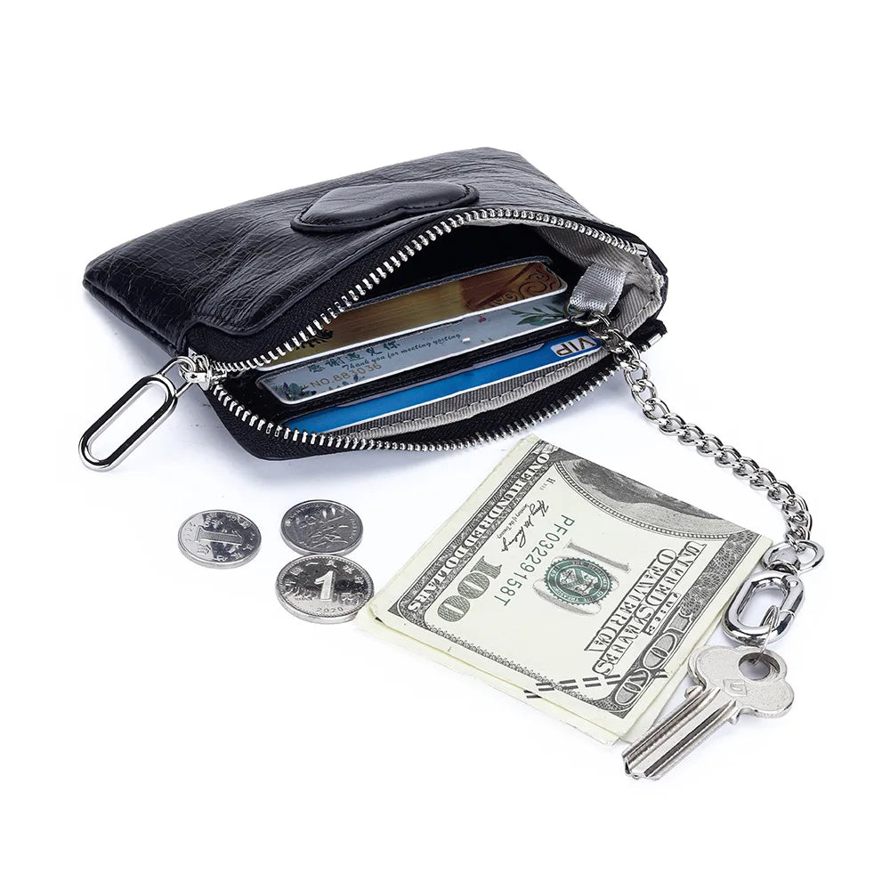 Oil-Wax Cowhide Small Lady S Heart Coin Purse Card