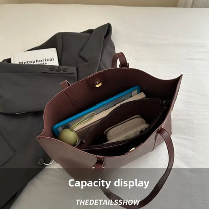 Large Faux Leather Tote Bag Set – Women's Shoulder Bag