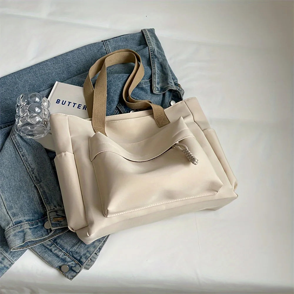 Nylon Tote Bag with Multiple Pockets – Lightweight Foldable Everyday Bag