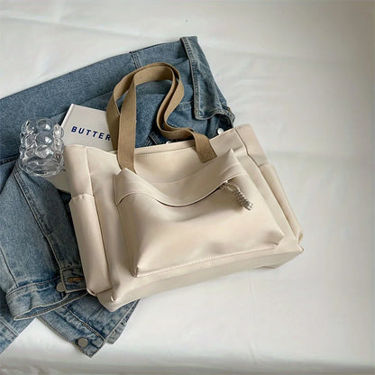 Nylon Tote Bag with Multiple Pockets – Lightweight Foldable Everyday Bag