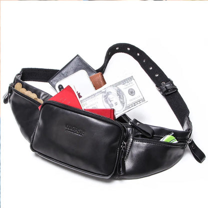 Real Leather Sports Fanny Pack Multifunctional Mobile Phone Storage Large Capacity Men Women General