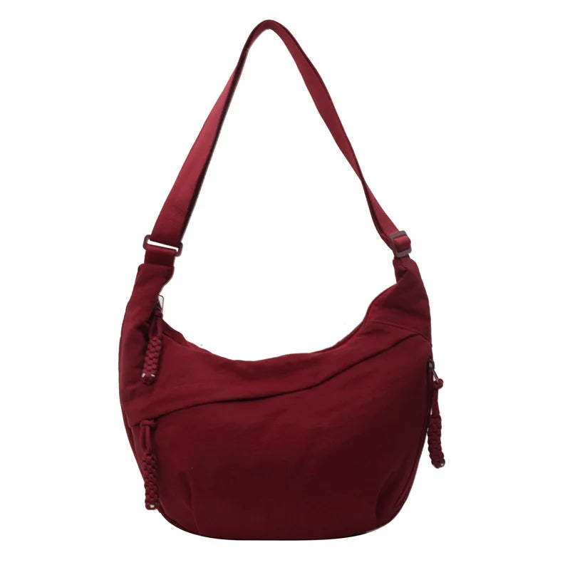 Crescent Crossbody Bag – Lightweight Nylon Shoulder Purse for Women