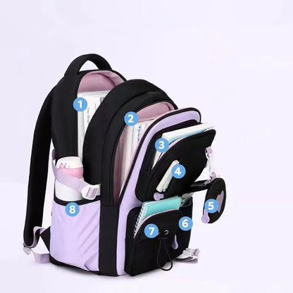 Love Pattern School Bag Backpack Pencil Case Lunch Three Piece Set Nylon Fabric Waterproof Boy Girl