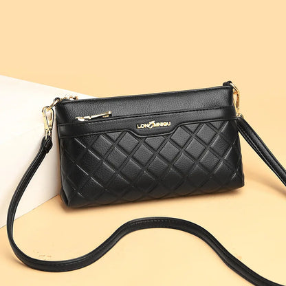 Rhombus Female Hand Holds Mobile Phone Change Large Capacity Multifunctional Commuting Soft Leather