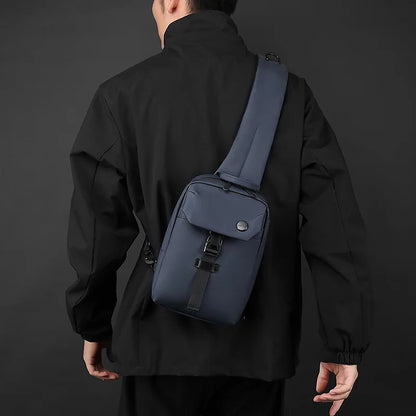 Men S Leisure Chest Bag Large Capacity Shoulder Simple Design Practical Waterproof Crossbody