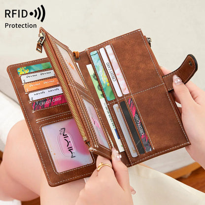Rfid Anti-Theft Brush Women S Wallet Multi-Functional Three-Fold Long
