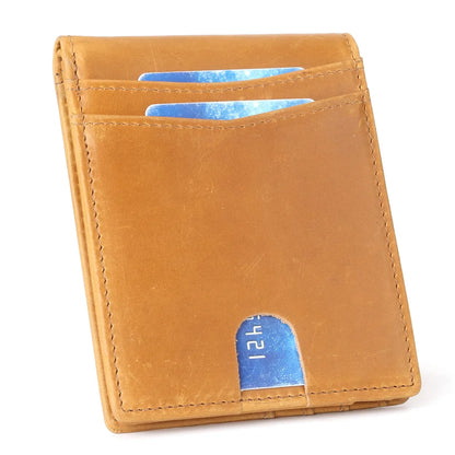 Real Leather Light Short Men S Wallet Multi Card Money Clip Laser Engraving Gift