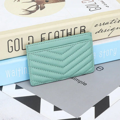 Sheepskin Embroidered Card Bag Thin One-Piece Document Storage Women S Portable Holder Leather