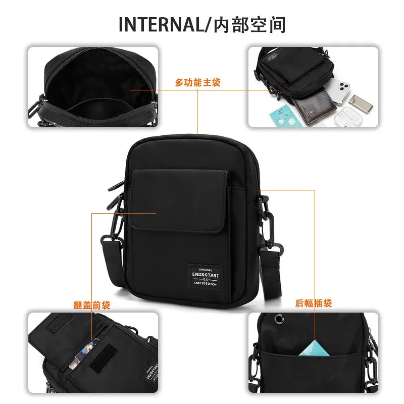 Mini Men S Crossbody Bag Waterproof Nylon Lightweight Cycling Simple Single-Shoulder Small Crossbody