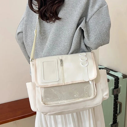 Y2k Japanese Harajuku School Bags Girls Transparent Itabag Shoulder Crossbody Bag Diy Badges Display