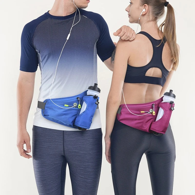 Running Waist Belt Bag with Water Bottle Holder & Phone Pouch