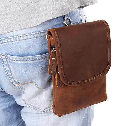 Genuine Leather Waist Bag Belt Men S Crossbody Bag Made Cowhide Retro Small Single-Shoulder
