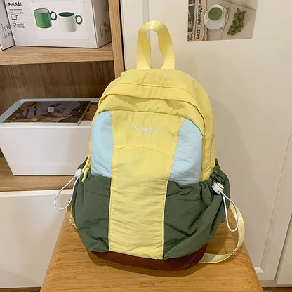 Cute Nylon Fabric Waterproof Backpack Contrasting Colors - Waterproof