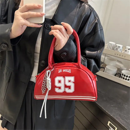 Retro Pu Leather Sporty Tote Bag Handbag Shoulder Crossbody Bag Woven Tassel Charm Streetwear Casual