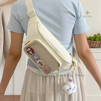 Cute Ita Waist Bag – Transparent Window Chest Fanny Pack for Women