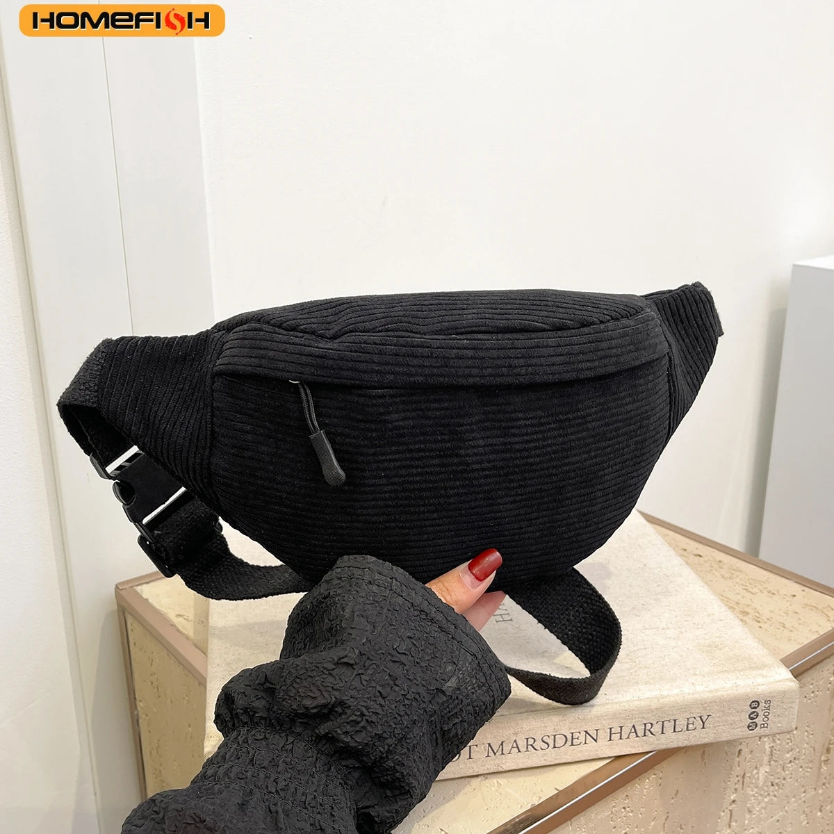 Homefish Casual Corduroy Belt Bags Women Fanny Pack Female Banana Waist Bag Hip Purse Shoulder