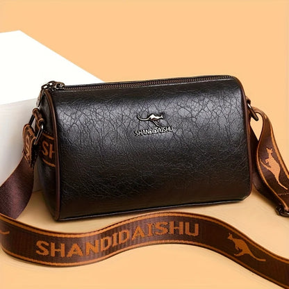 PU Leather Pillow Crossbody Bag – Wide Strap Shoulder Bag