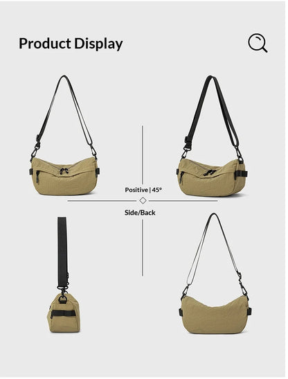 Water Repellent Lightweight Nylon Sling Bag Unisex Multi Pocket Crossbody Phone Shoulder Bag Hiking