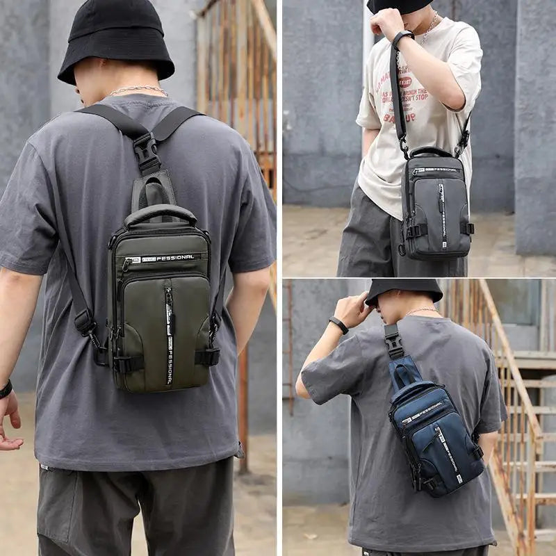 Men Multifunctional Chest Bag Convertible Crossbody Shoulder Backpack