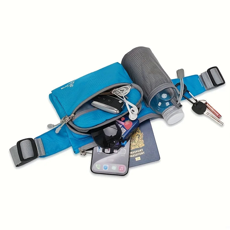 Running Belt Bag with Water Bottle Holder & Multi-Pockets