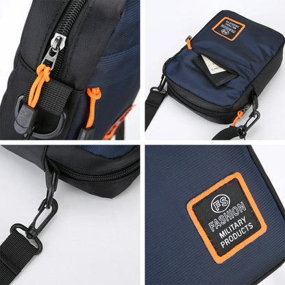 Men S Lightweight Nylon Crossbody Bag Multiple Compartments Zipper Square Adjustable Strap Daily Use