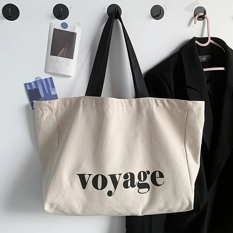 Voyage Canvas Tote Bag – Large Women's Shoulder Bag for Travel & Shopping