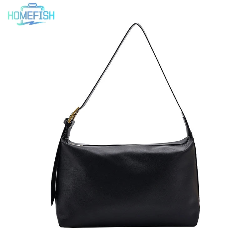 Large Capacity Shoulder Bag Homefish Pu Leather Boston Handbag Women Vintage Pillow Design