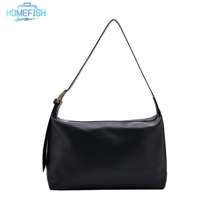 Large Capacity Shoulder Bag Homefish Pu Leather Boston Handbag Women Vintage Pillow Design